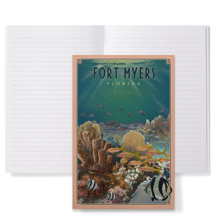 Lined 6x9 Journal, Fort Myers, Florida, Underwater Lithograph, Lay Flat, 193 Pages, FSC paper Home Lantern Press 