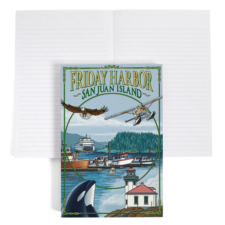 Lined 6x9 Journal, Friday Harbor, San Juan Island, Washington, Views, Lay Flat, 193 Pages, FSC paper Home Lantern Press 