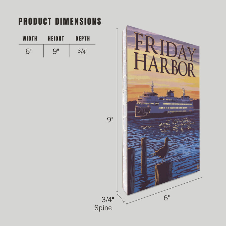 Lined 6x9 Journal, Friday Harbor, Washington, Ferry Sunset and Gull, Lay Flat, 193 Pages, FSC paper Home Lantern Press 