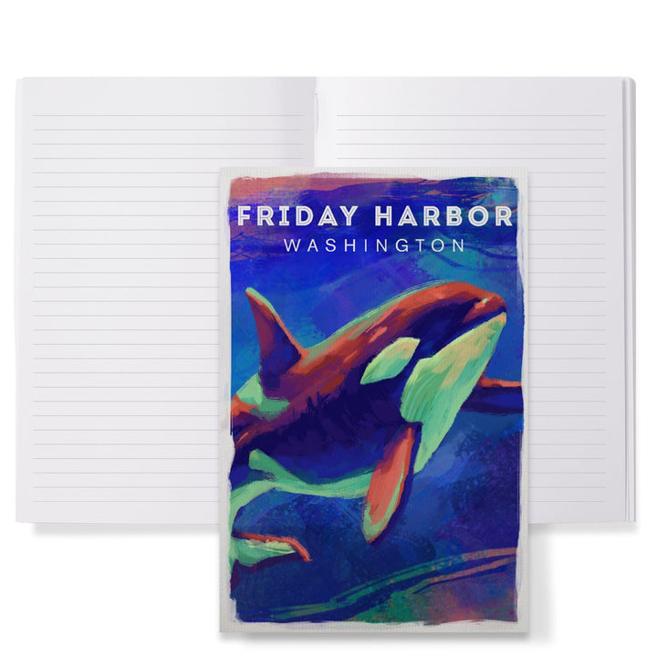 Lined 6x9 Journal, Friday Harbor, Washington, Vivid Orca, Lay Flat, 193 Pages, FSC paper Home Lantern Press 