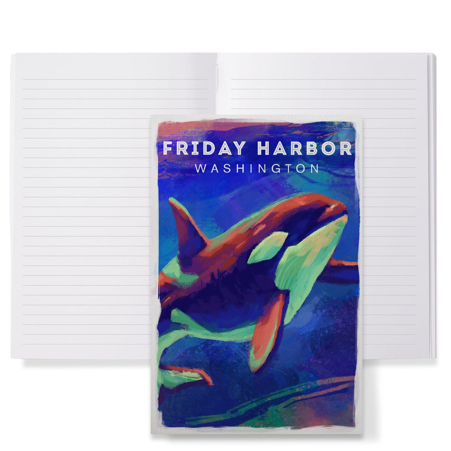 Lined 6x9 Journal, Friday Harbor, Washington, Vivid Orca, Lay Flat, 193 Pages, FSC paper Home Lantern Press 