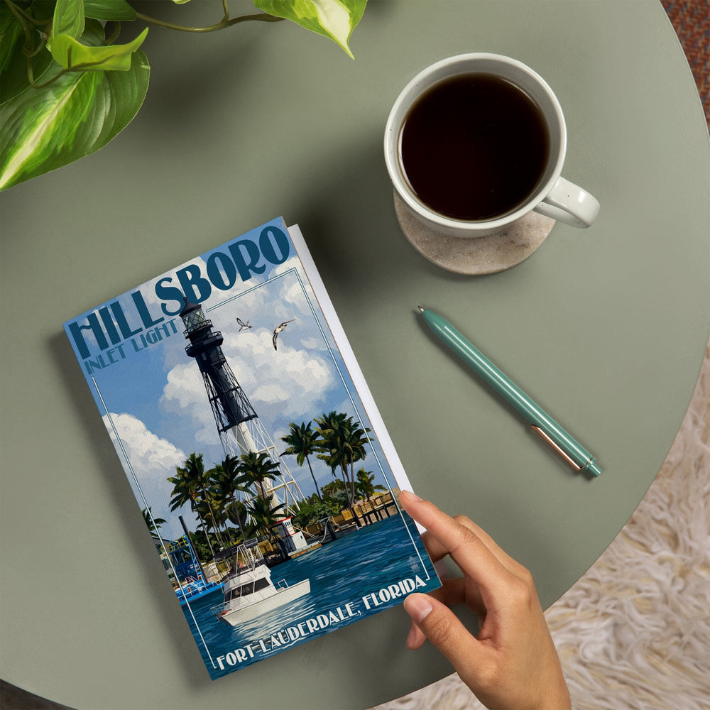 Lined 6x9 Journal, Ft. Lauderdale, Florida, Hillsboro Inlet Light, Lay Flat, 193 Pages, FSC paper Home Lantern Press 