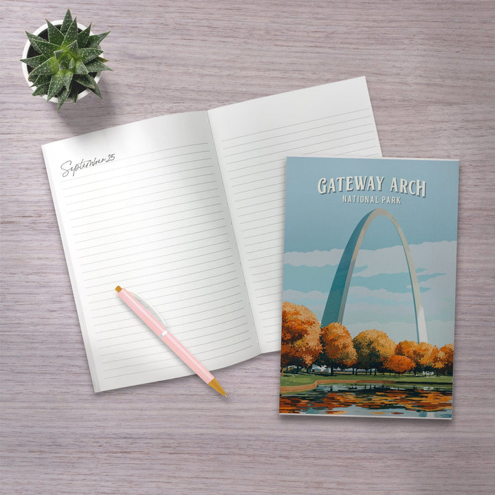 Lined 6x9 Journal, Gateway Arch National Park, Missouri, Painterly National Park Series, Lay Flat, 193 Pages, FSC paper Home Lantern Press 