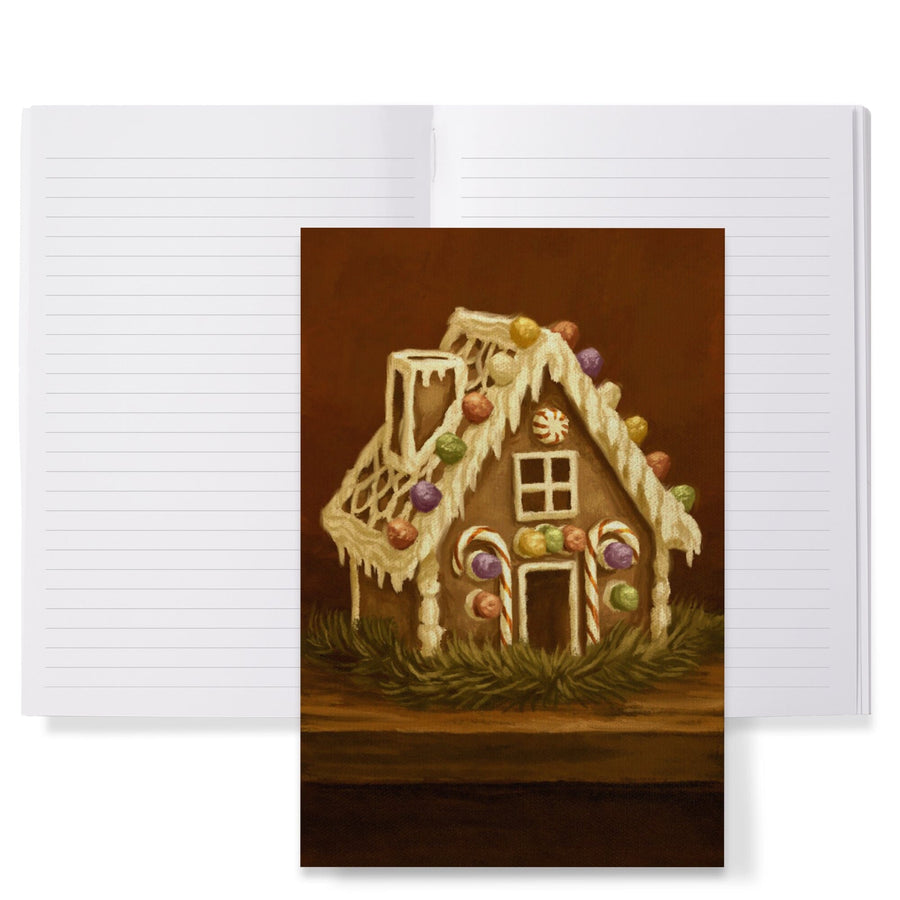 Lined 6x9 Journal, Gingerbread House, Christmas Oil Painting, Lay Flat, 193 Pages, FSC paper Home Lantern Press 