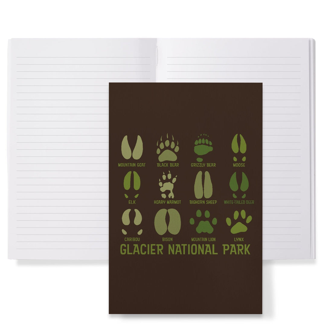 Lined 6x9 Journal, Glacier National Park, Montana, Animal Tracks, Lay Flat, 193 Pages, FSC paper Home Lantern Press 