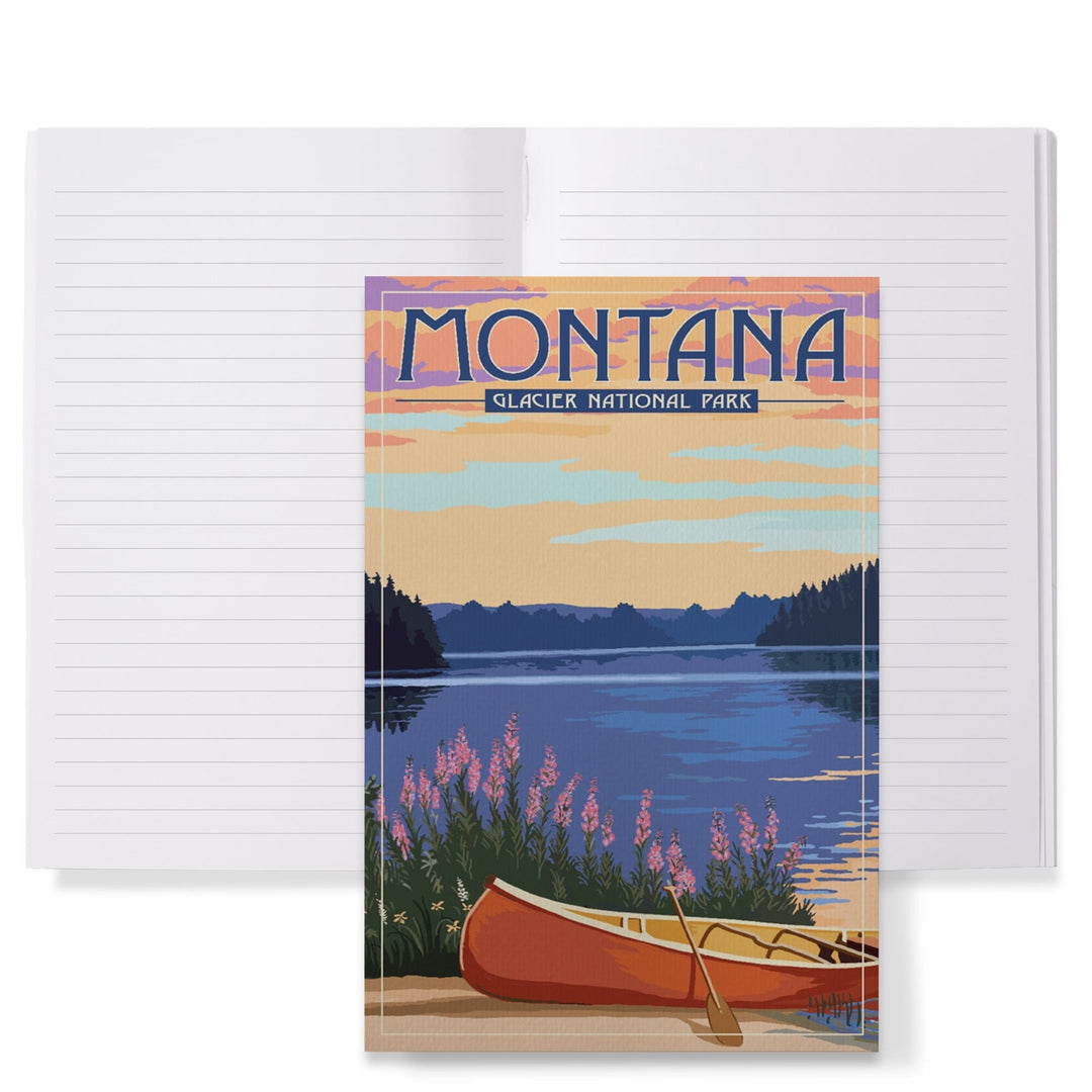 Lined 6x9 Journal, Glacier National Park, Montana, Canoe and Lake, Lay Flat, 193 Pages, FSC paper Home Lantern Press 