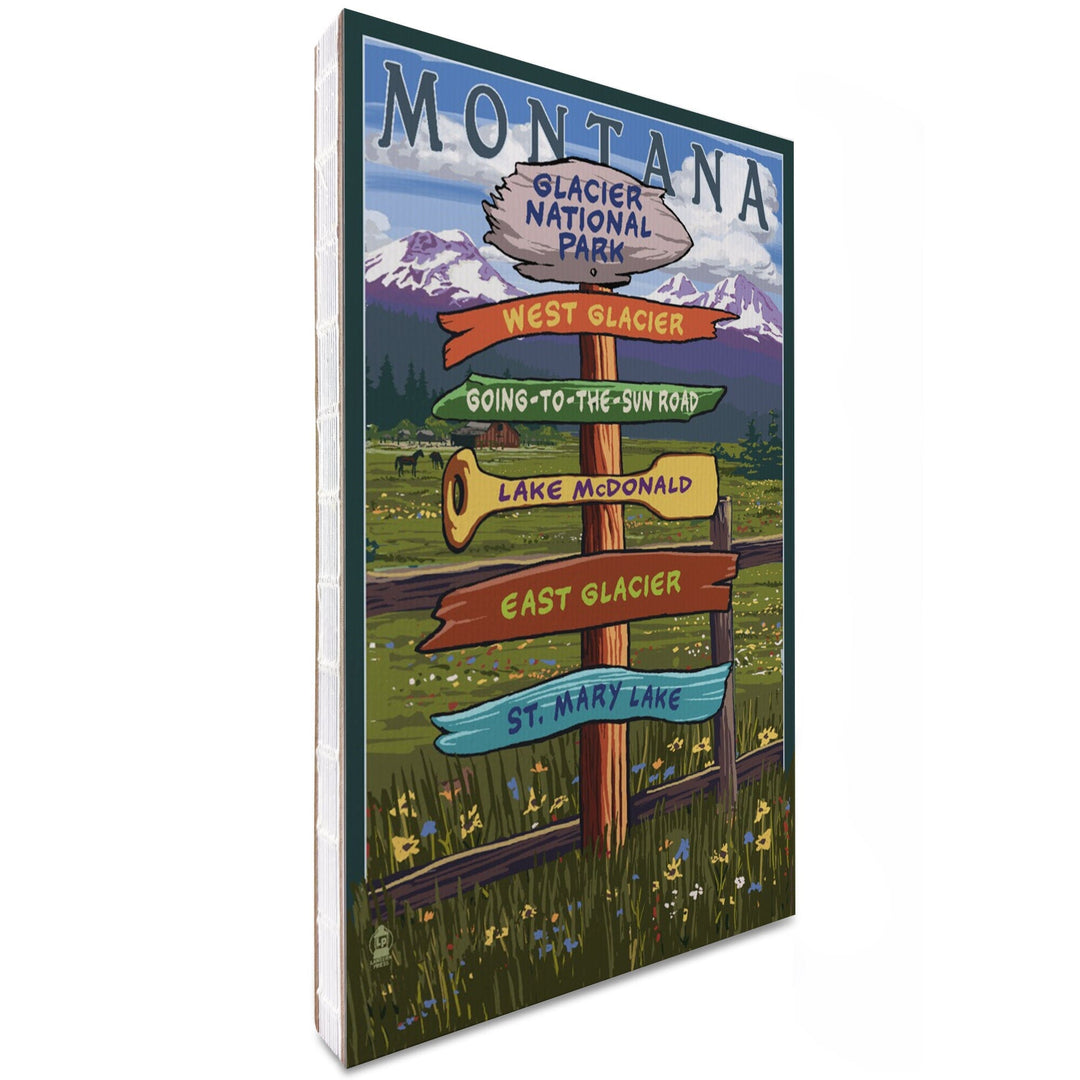 Lined 6x9 Journal, Glacier National Park, Montana, Destination Signpost, Lay Flat, 193 Pages, FSC paper Home Lantern Press 