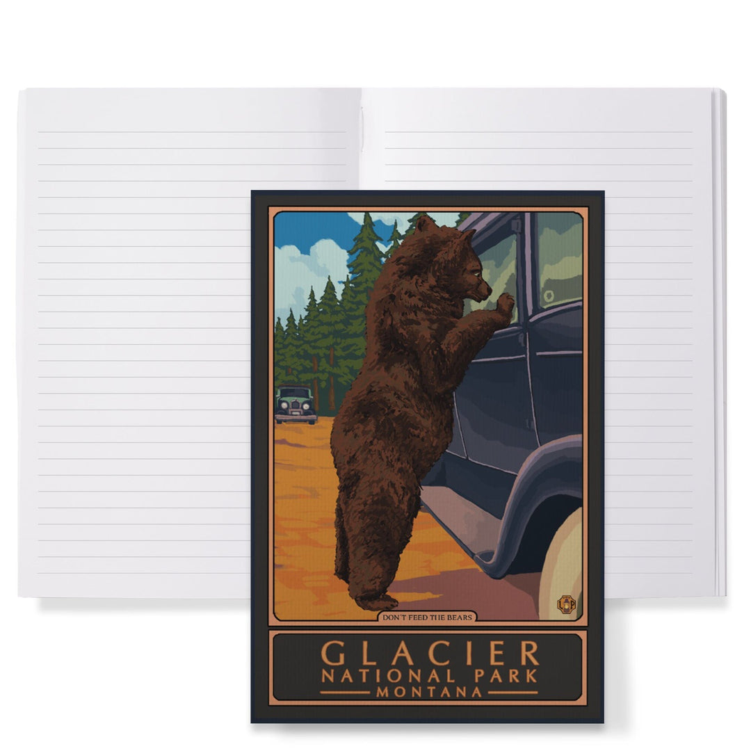 Lined 6x9 Journal, Glacier National Park, Montana, Don't Feed the Bears, Lay Flat, 193 Pages, FSC paper Home Lantern Press 