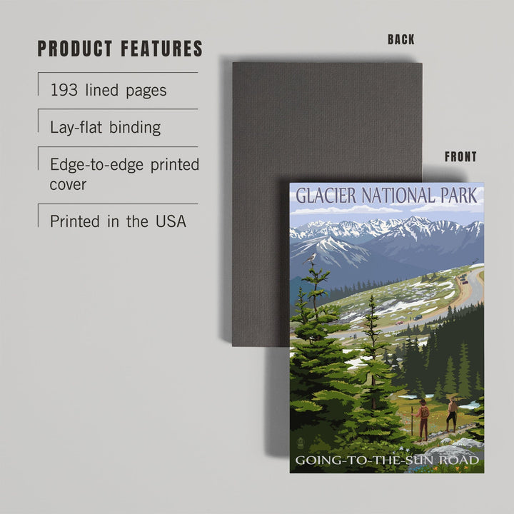 Lined 6x9 Journal, Glacier National Park, Montana, Going to the Sun Road and Hikers, Lay Flat, 193 Pages, FSC paper Home Lantern Press 