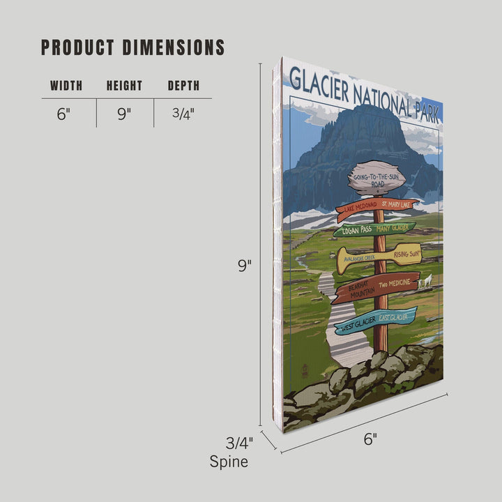 Lined 6x9 Journal, Glacier National Park, Montana, Going-To-The-Sun Road Mountain Signpost, Lay Flat, 193 Pages, FSC paper Home Lantern Press 