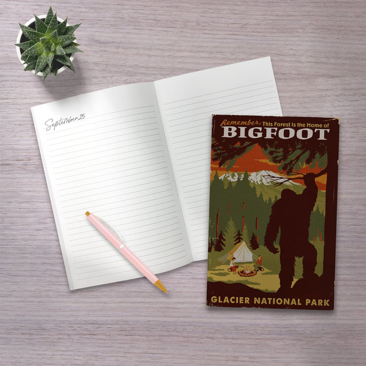 Lined 6x9 Journal, Glacier National Park, Montana, Home of Bigfoot, Lay Flat, 193 Pages, FSC paper Home Lantern Press 