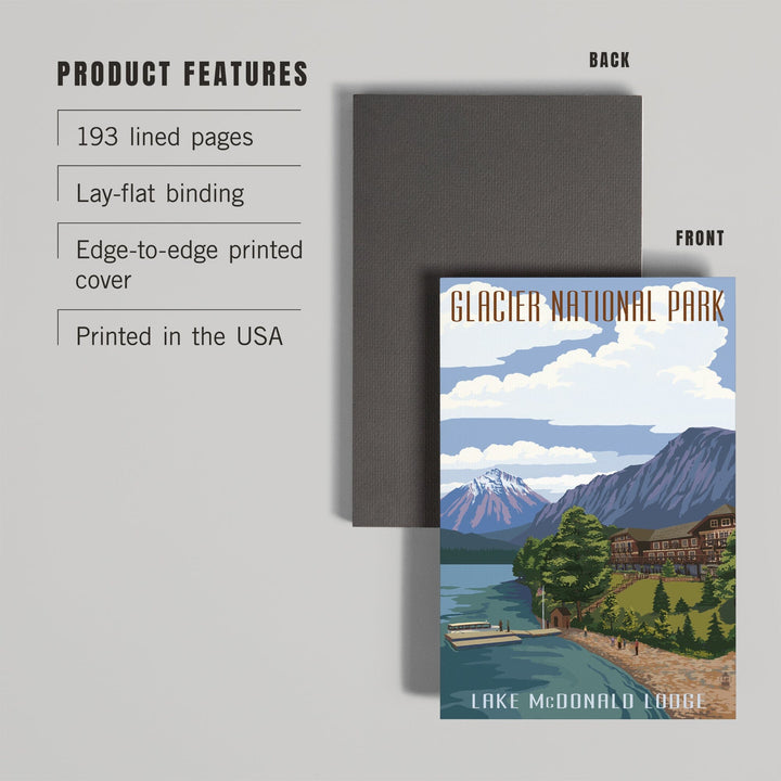 Lined 6x9 Journal, Glacier National Park, Montana, Lake McDonald Lodge, Lay Flat, 193 Pages, FSC paper Home Lantern Press 