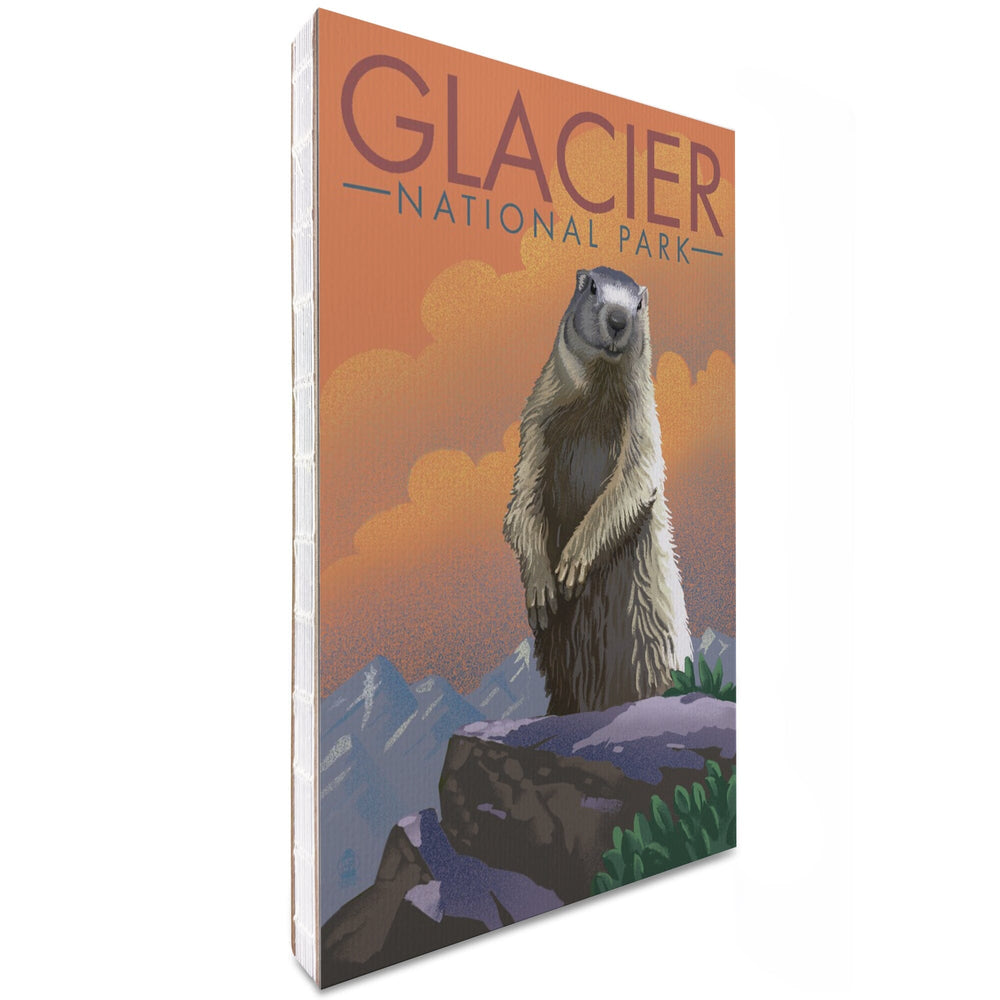 Lined 6x9 Journal, Glacier National Park, Montana, Marmot, Lithograph, Lay Flat, 193 Pages, FSC paper Home Lantern Press 