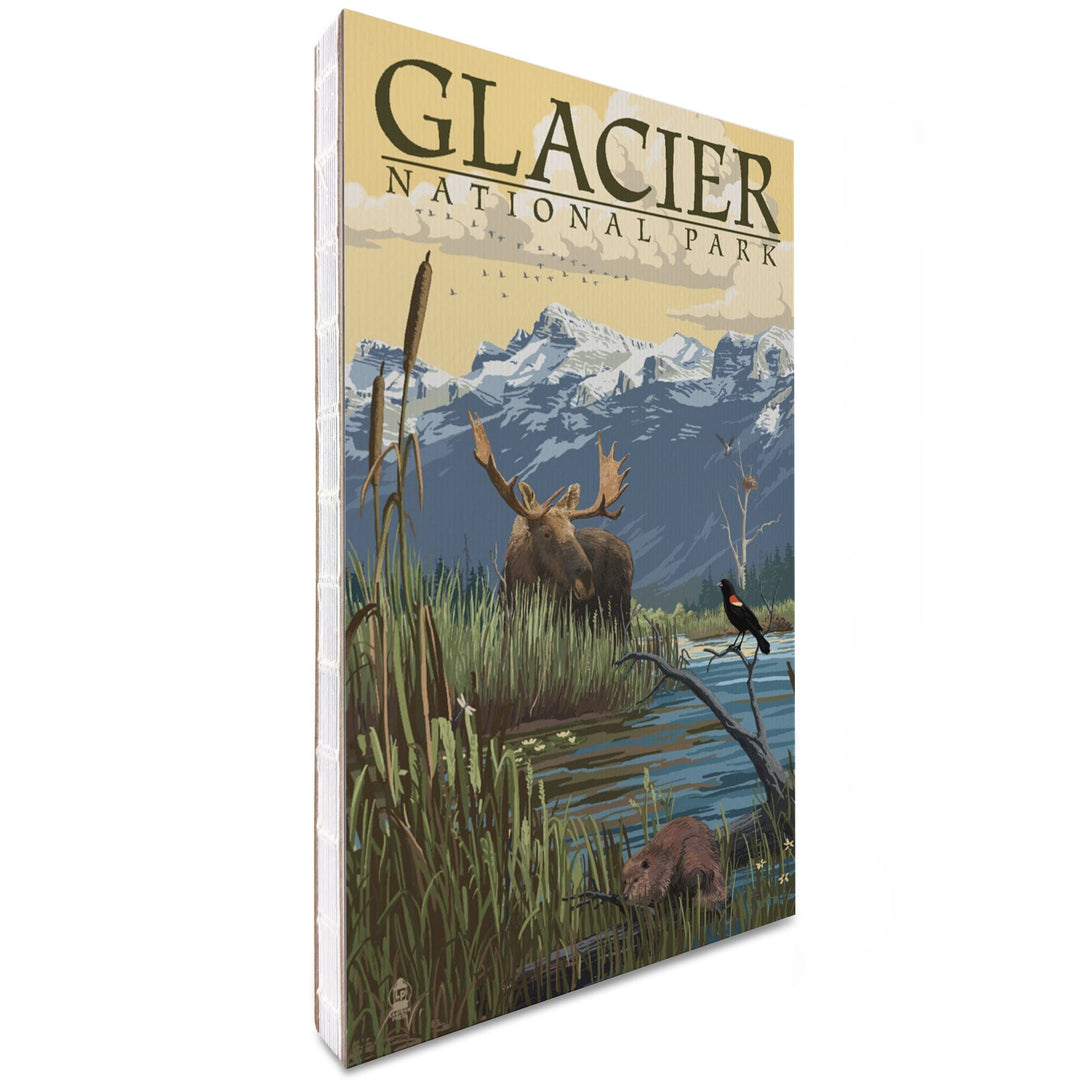 Lined 6x9 Journal, Glacier National Park, Montana, Mountain and Marsh Scene, Lay Flat, 193 Pages, FSC paper Home Lantern Press 