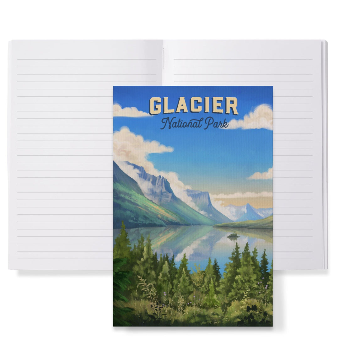 Lined 6x9 Journal, Glacier National Park, Montana, Oil Painting, Lay Flat, 193 Pages, FSC paper Home Lantern Press 