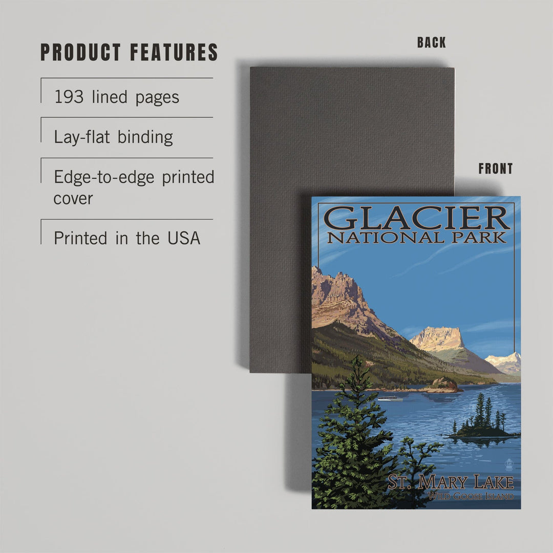 Lined 6x9 Journal, Glacier National Park, Montana, St. Mary Lake, Lay Flat, 193 Pages, FSC paper Home Lantern Press 