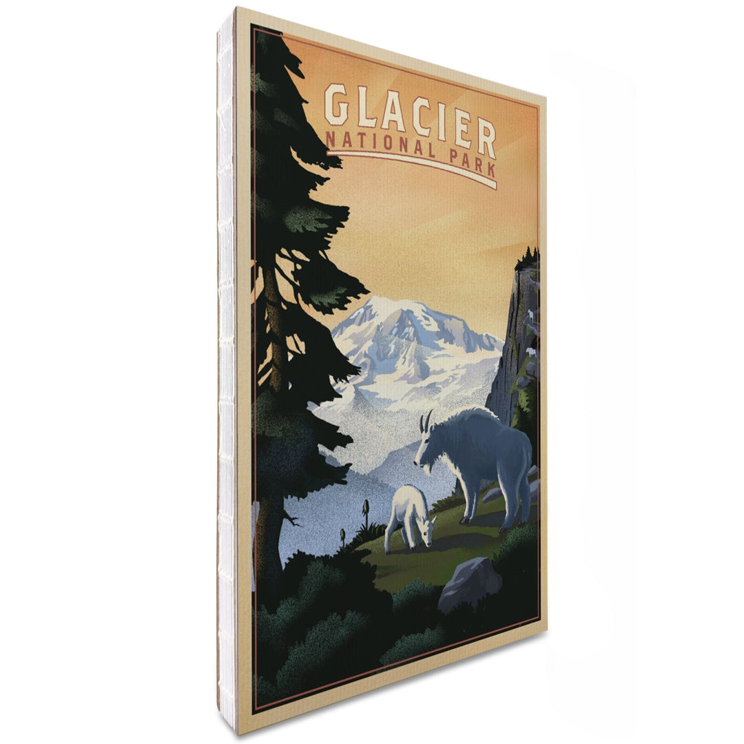 Lined 6x9 Journal, Glacier National Park, Mountain Goats and Mountain, Lay Flat, 193 Pages, FSC paper Home Lantern Press 