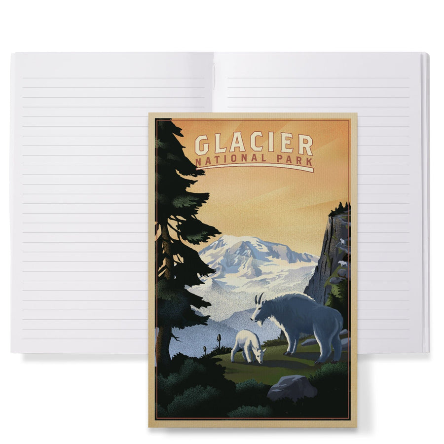 Lined 6x9 Journal, Glacier National Park, Mountain Goats and Mountain, Lay Flat, 193 Pages, FSC paper Home Lantern Press 