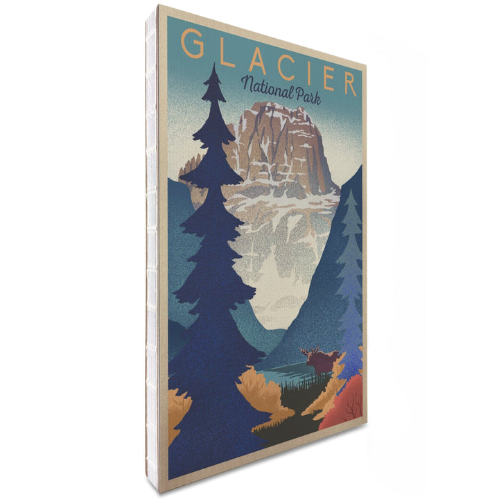 Lined 6x9 Journal, Glacier National Park, Mountain Scene, Lithograph, Lay Flat, 193 Pages, FSC paper Home Lantern Press 