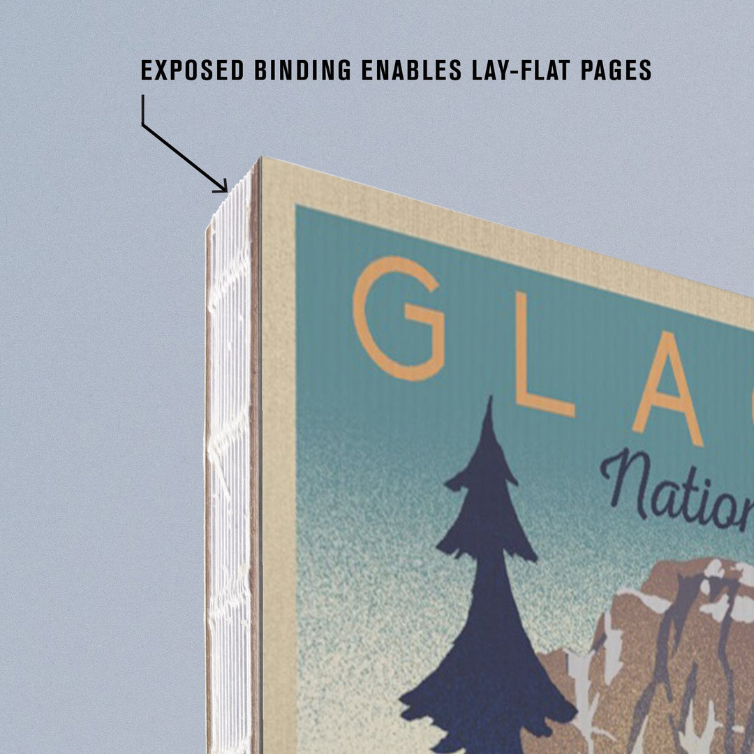 Lined 6x9 Journal, Glacier National Park, Mountain Scene, Lithograph, Lay Flat, 193 Pages, FSC paper Home Lantern Press 