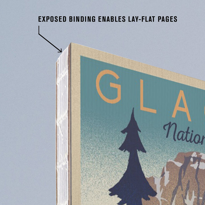 Lined 6x9 Journal, Glacier National Park, Mountain Scene, Lithograph, Lay Flat, 193 Pages, FSC paper Home Lantern Press 