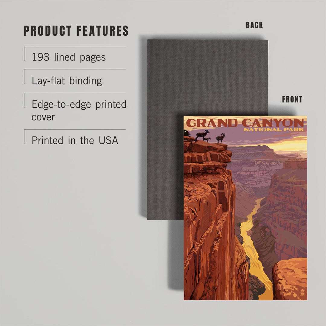 Lined 6x9 Journal, Grand Canyon National Park, Arizona, Bighorn Sheep on Point, Lay Flat, 193 Pages, FSC paper Home Lantern Press 