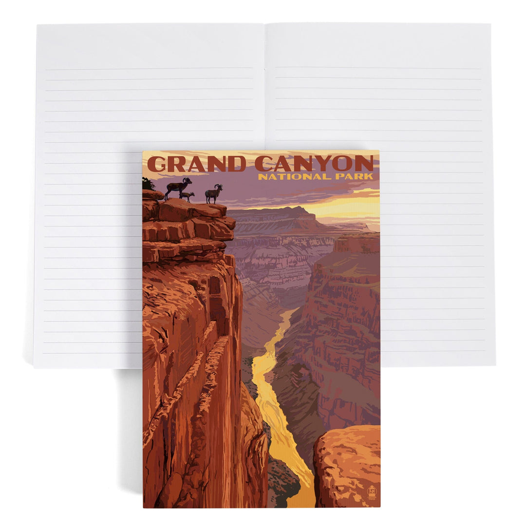 Lined 6x9 Journal, Grand Canyon National Park, Arizona, Bighorn Sheep on Point, Lay Flat, 193 Pages, FSC paper Home Lantern Press 