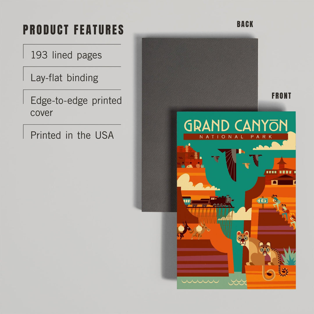 Lined 6x9 Journal, Grand Canyon National Park, Arizona, Geometric, Simple Day Scene, Lay Flat, 193 Pages, FSC paper Home Lantern Press 