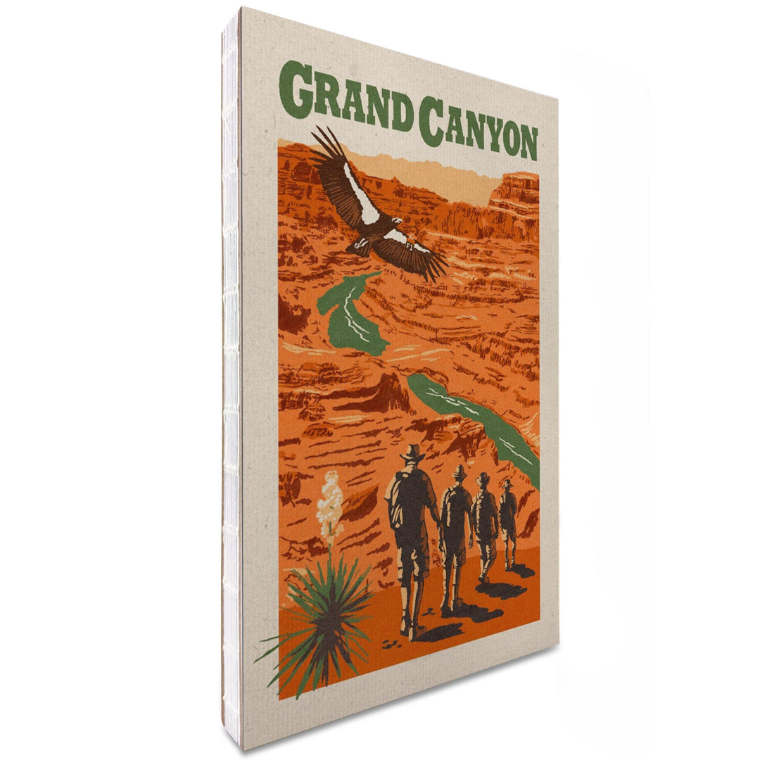 Lined 6x9 Journal, Grand Canyon National Park, Arizona, Hikers Scene, Woodblock, Lay Flat, 193 Pages, FSC paper Home Lantern Press 