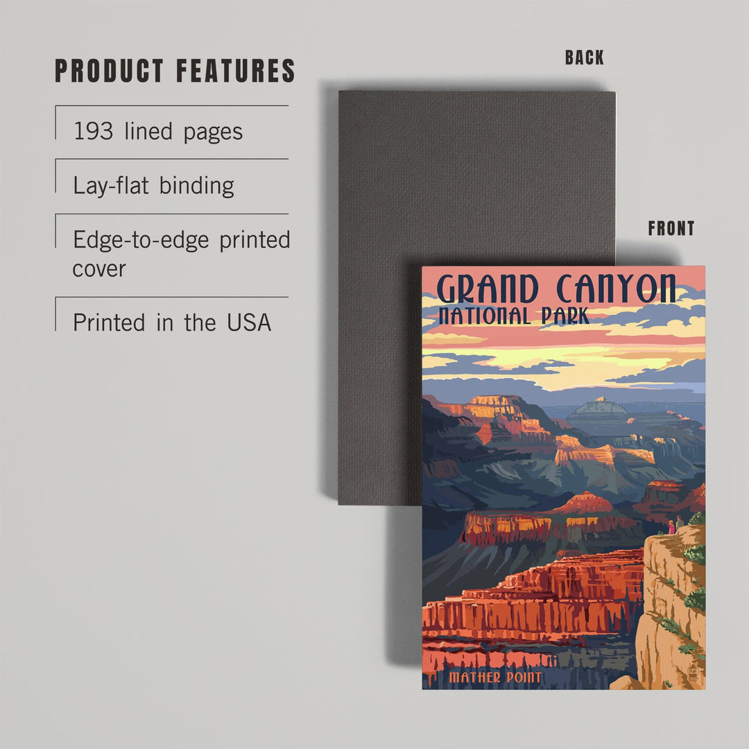 Lined 6x9 Journal, Grand Canyon National Park, Arizona, Mather Point, Lay Flat, 193 Pages, FSC paper Home Lantern Press 