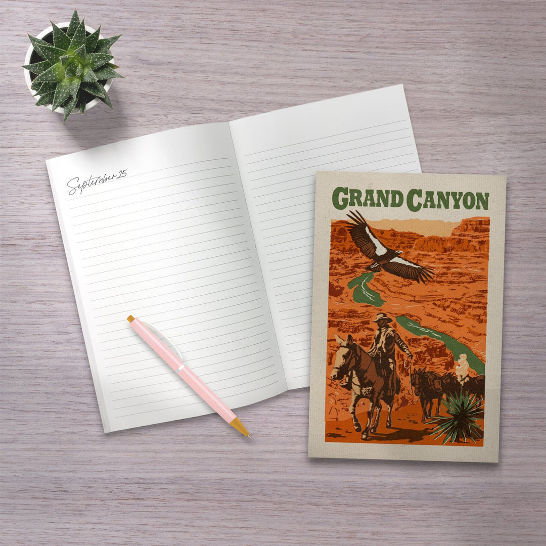 Lined 6x9 Journal, Grand Canyon National Park, Arizona, Woodblock, Lay Flat, 193 Pages, FSC paper Home Lantern Press 