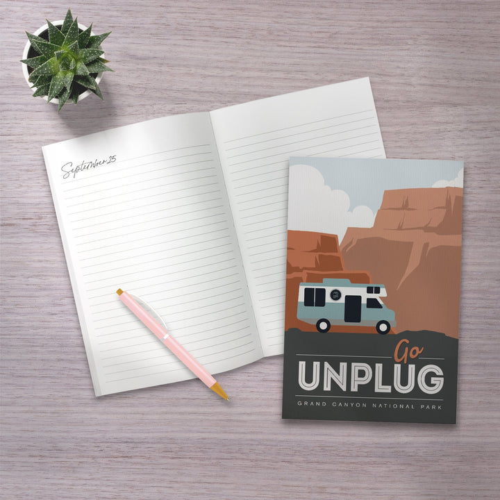 Lined 6x9 Journal, Grand Canyon National Park, Go Unplug, Retro RV, Lay Flat, 193 Pages, FSC paper Home Lantern Press 