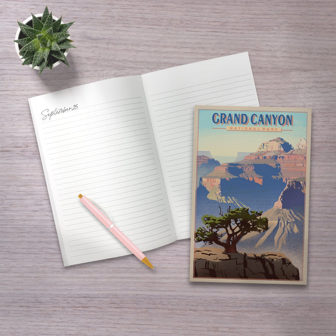 Lined 6x9 Journal, Grand Canyon National Park, Lithograph, Lay Flat, 193 Pages, FSC paper Home Lantern Press 