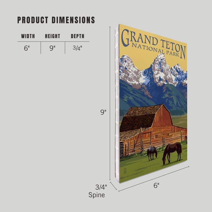 Lined 6x9 Journal, Grand Teton National Park, Wyoming, Barn and Mountains, Lay Flat, 193 Pages, FSC paper Home Lantern Press 