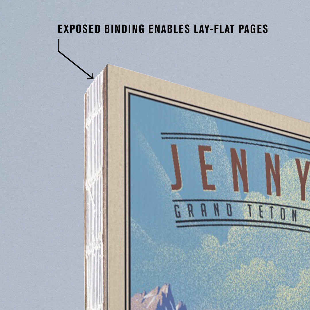 Lined 6x9 Journal, Grand Teton National Park, Wyoming, Jenny Lake, Lithograph National Park Series, Lay Flat, 193 Pages, FSC paper Home Lantern Press 