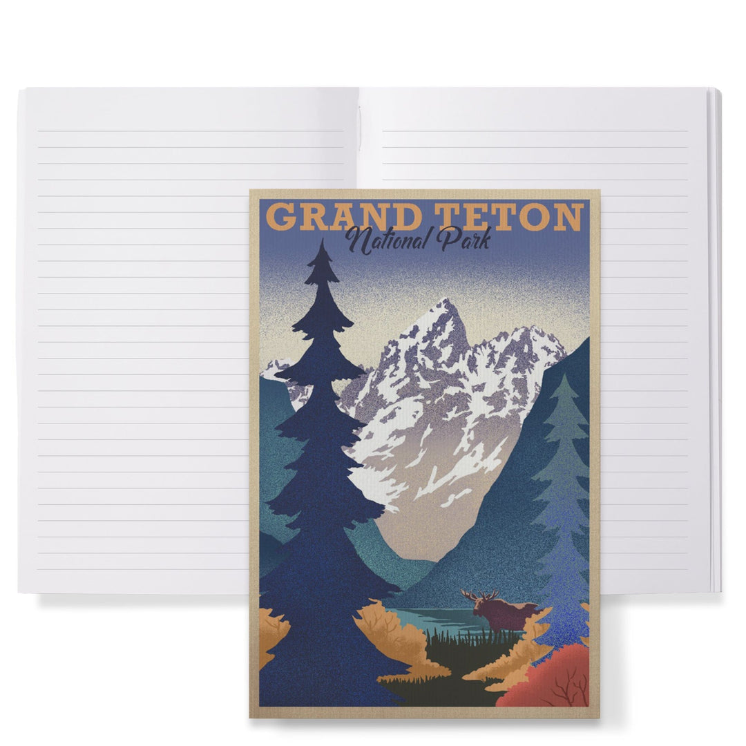 Lined 6x9 Journal, Grand Teton National Park, Wyoming, Lithograph, Lay Flat, 193 Pages, FSC paper Home Lantern Press 