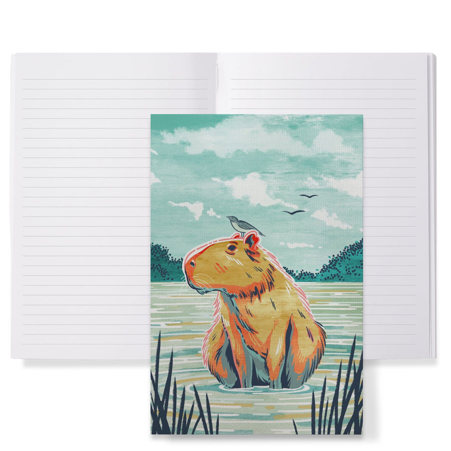 Lined 6x9 Journal, Graphic Pastel, Capybara, Lay Flat, 193 Pages, FSC paper Home Lantern Press 