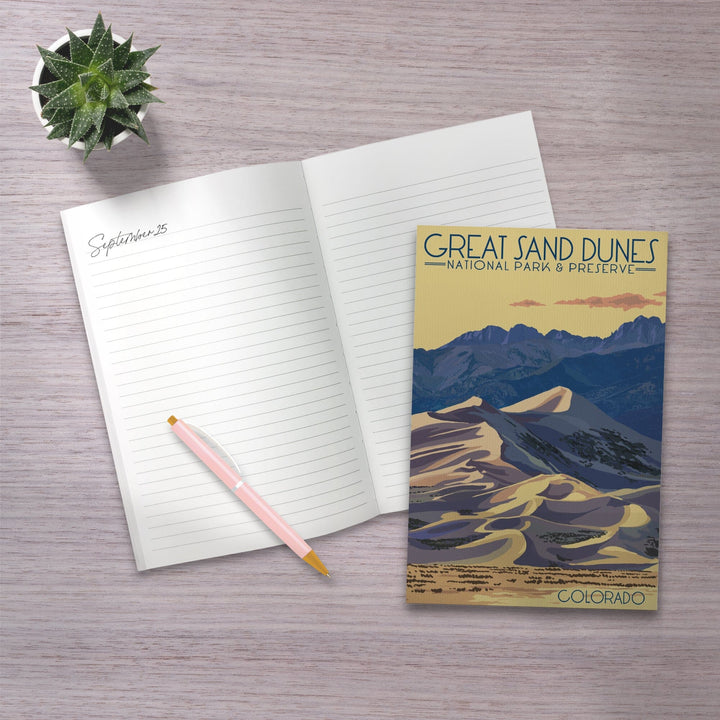 Lined 6x9 Journal, Great Sand Dunes National Park and Preserve, Colorado, Dunes at Sunset, Lay Flat, 193 Pages, FSC paper Home Lantern Press 