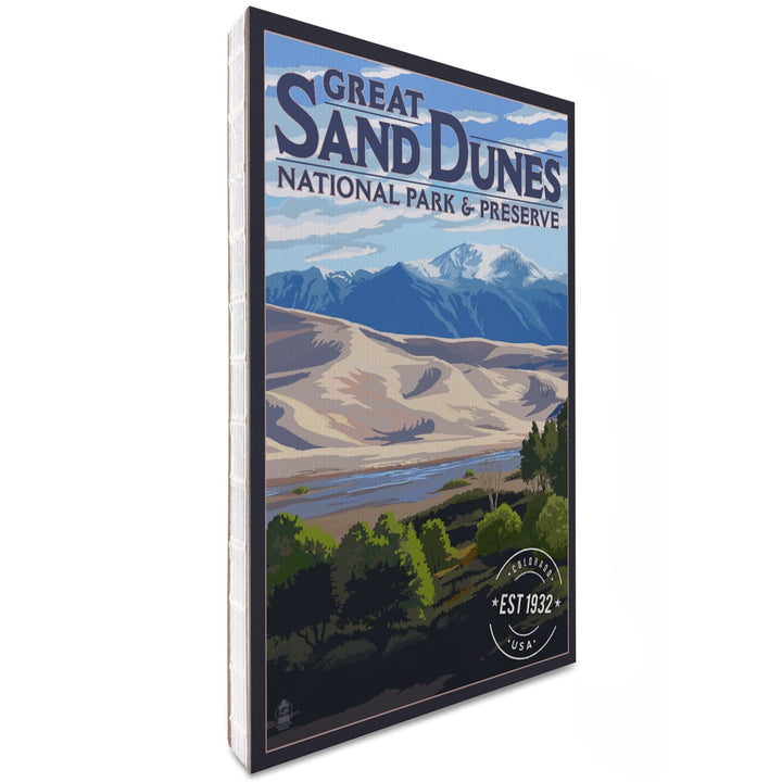 Lined 6x9 Journal, Great Sand Dunes National Park and Preserve, Colorado, Rubber Stamp, Lay Flat, 193 Pages, FSC paper Home Lantern Press 