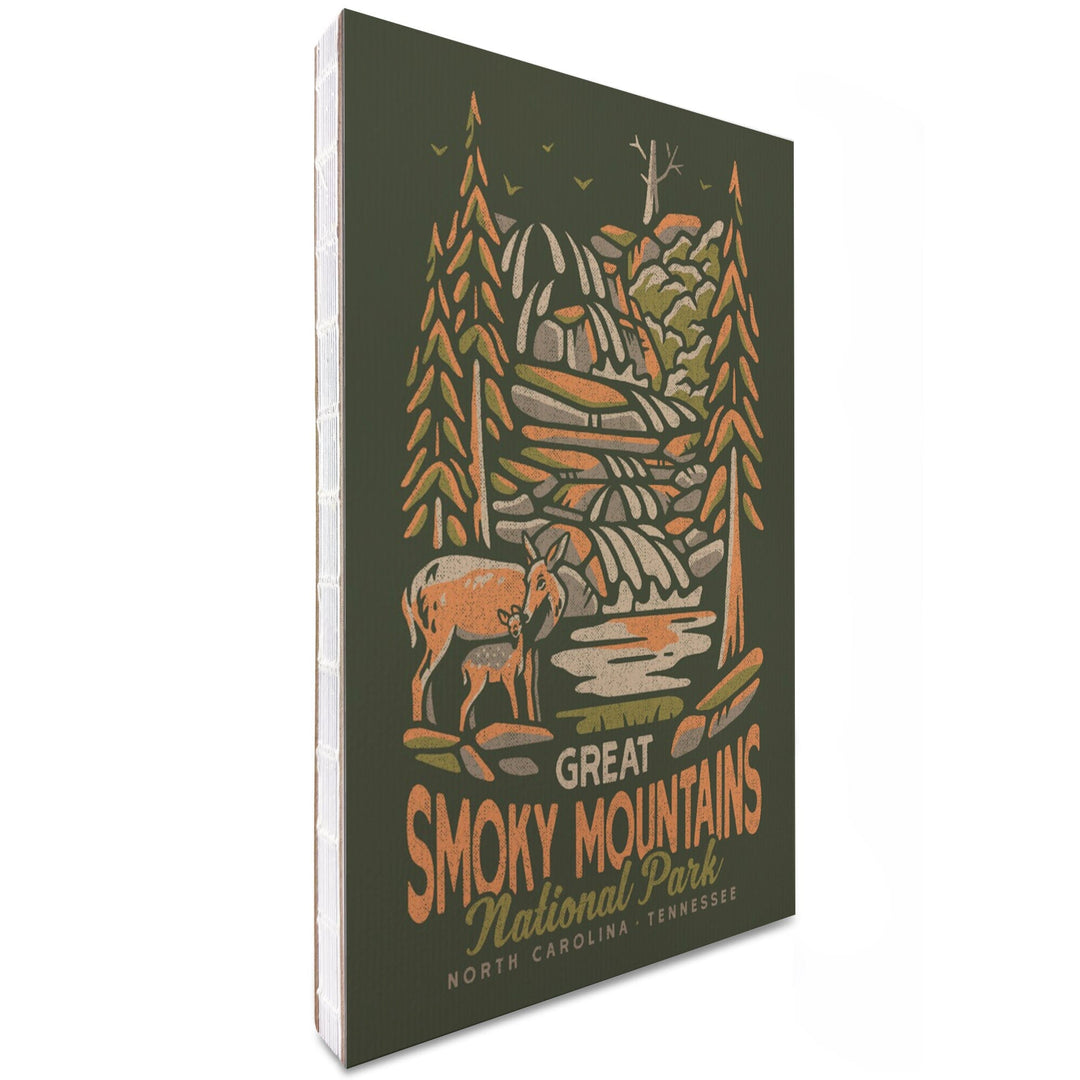 Lined 6x9 Journal, Great Smoky Mountains National Park, North Carolina, Distressed Vector, Lay Flat, 193 Pages, FSC paper Home Lantern Press 