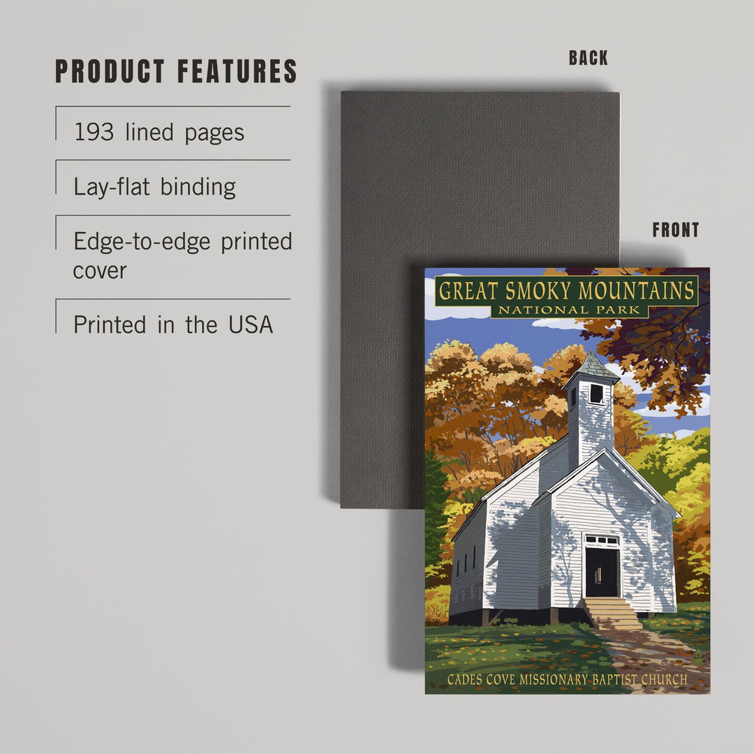 Lined 6x9 Journal, Great Smoky Mountains National Park, Tennessee, Cades Cove Baptist Church Press, Lay Flat, 193 Pages, FSC paper Home Lantern Press 