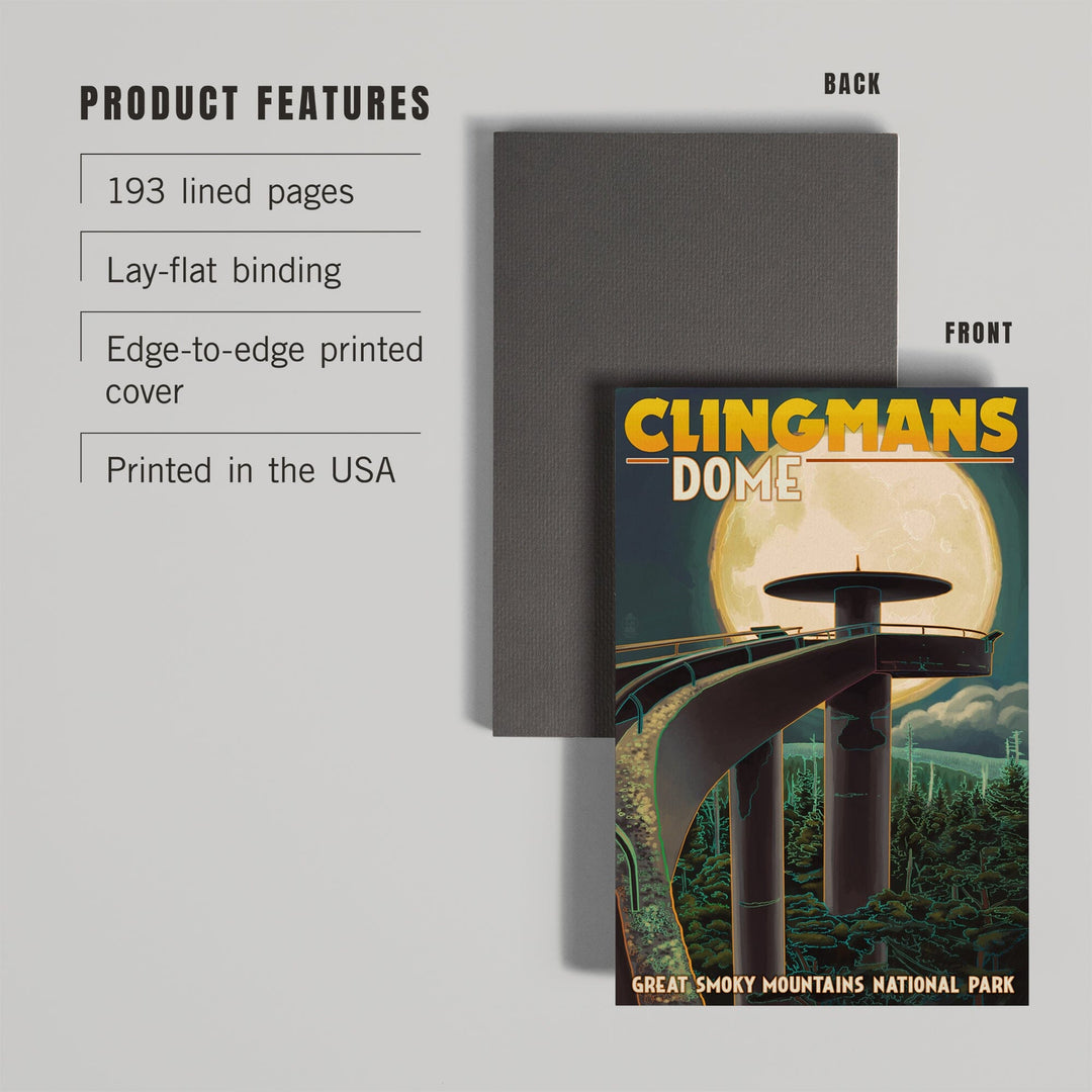 Lined 6x9 Journal, Great Smoky Mountains National Park, Tennessee, Clingmans Dome and Moon, Lay Flat, 193 Pages, FSC paper Home Lantern Press 