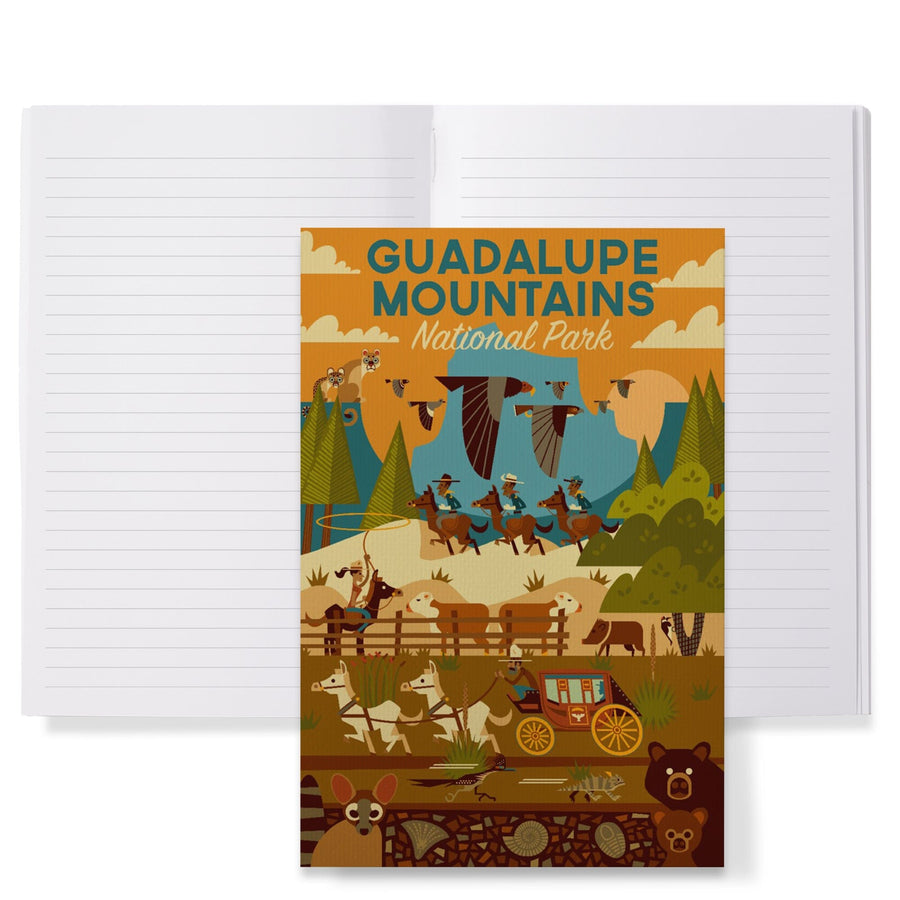 Lined 6x9 Journal, Guadalupe Mountains National Park, Texas, Geometric, Lay Flat, 193 Pages, FSC paper Home Lantern Press 