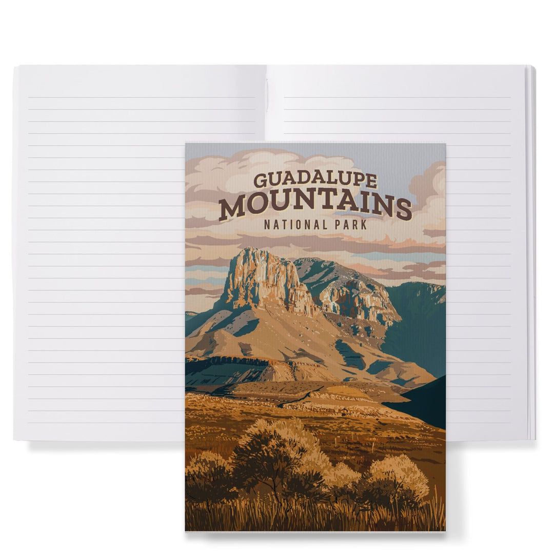 Lined 6x9 Journal, Guadalupe Mountains National Park, Texas, Painterly National Park Series, Lay Flat, 193 Pages, FSC paper Home Lantern Press 