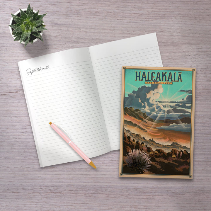 Lined 6x9 Journal, Haleakalā National Park, Lithograph National Park Series, Lay Flat, 193 Pages, FSC paper Home Lantern Press 