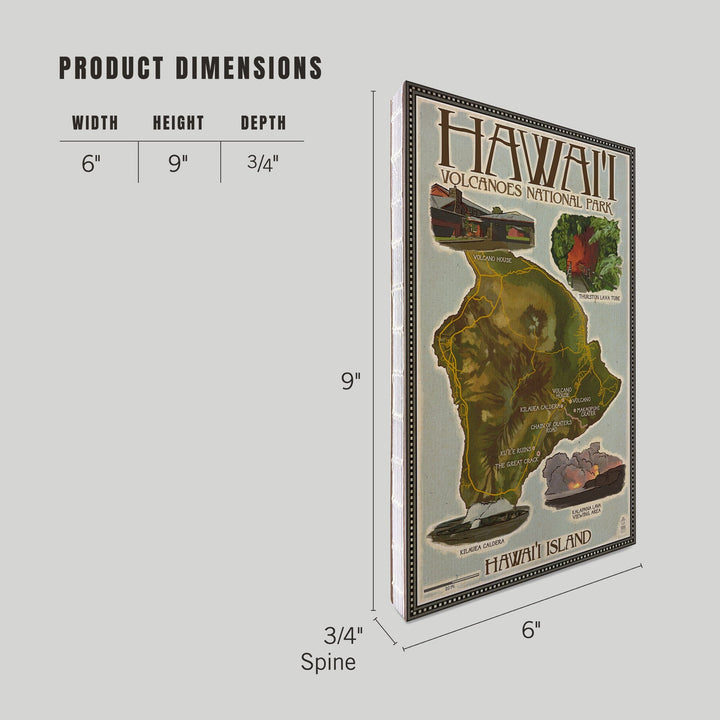 Lined 6x9 Journal, Hawaii Volcanoes National Park, Map of Hawaii, Lay Flat, 193 Pages, FSC paper Home Lantern Press 