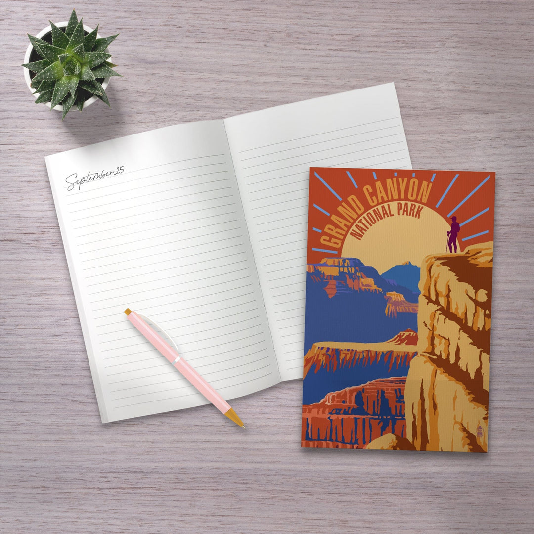 Lined 6x9 Journal, Hiker in Grand Canyon National Park, Psychedelic, Lay Flat, 193 Pages, FSC paper Home Lantern Press 