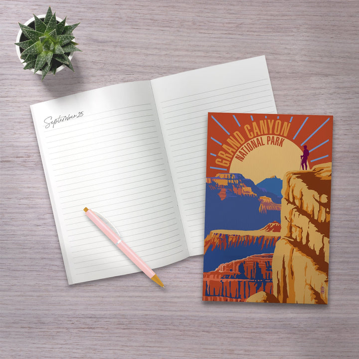 Lined 6x9 Journal, Hiker in Grand Canyon National Park, Psychedelic, Lay Flat, 193 Pages, FSC paper Home Lantern Press 
