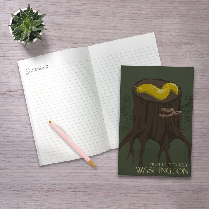 Lined 6x9 Journal, Hoh Rainforest, Washington, Banana Slug, Letterpress, Lay Flat, 193 Pages, FSC paper Home Lantern Press 