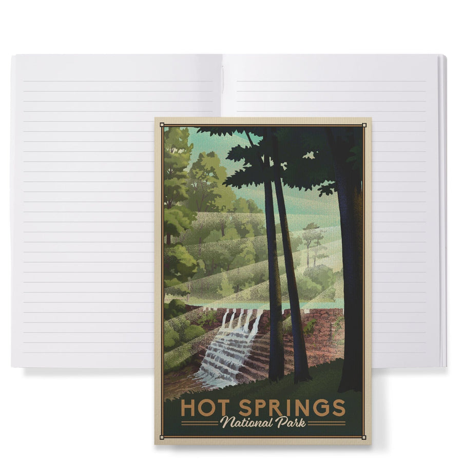 Lined 6x9 Journal, Hot Springs National Park, Lithograph, Lay Flat, 193 Pages, FSC paper Home Lantern Press 